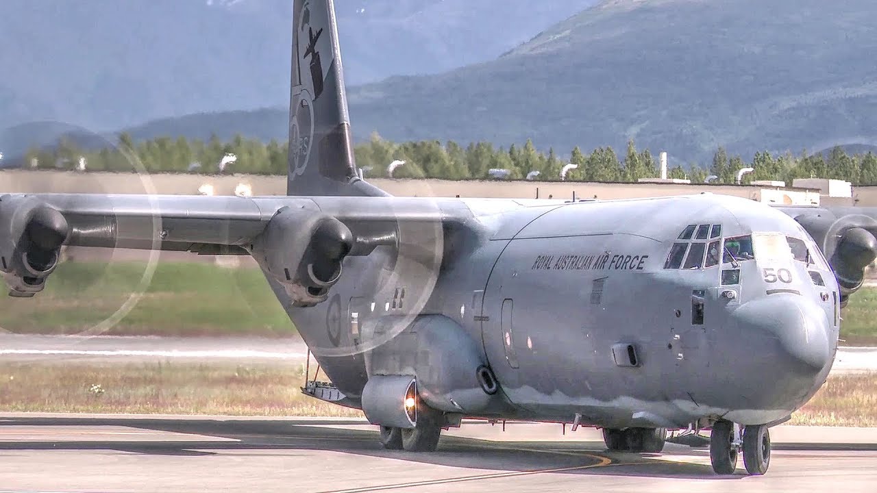 Royal Australian Air Force C-130 Taxying and Take Offs