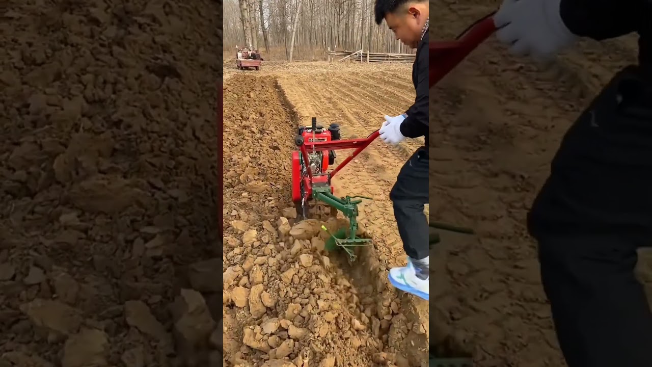 crawler power tiller diesel cultivator ploughing machine with 5 tools#farming #agriculture