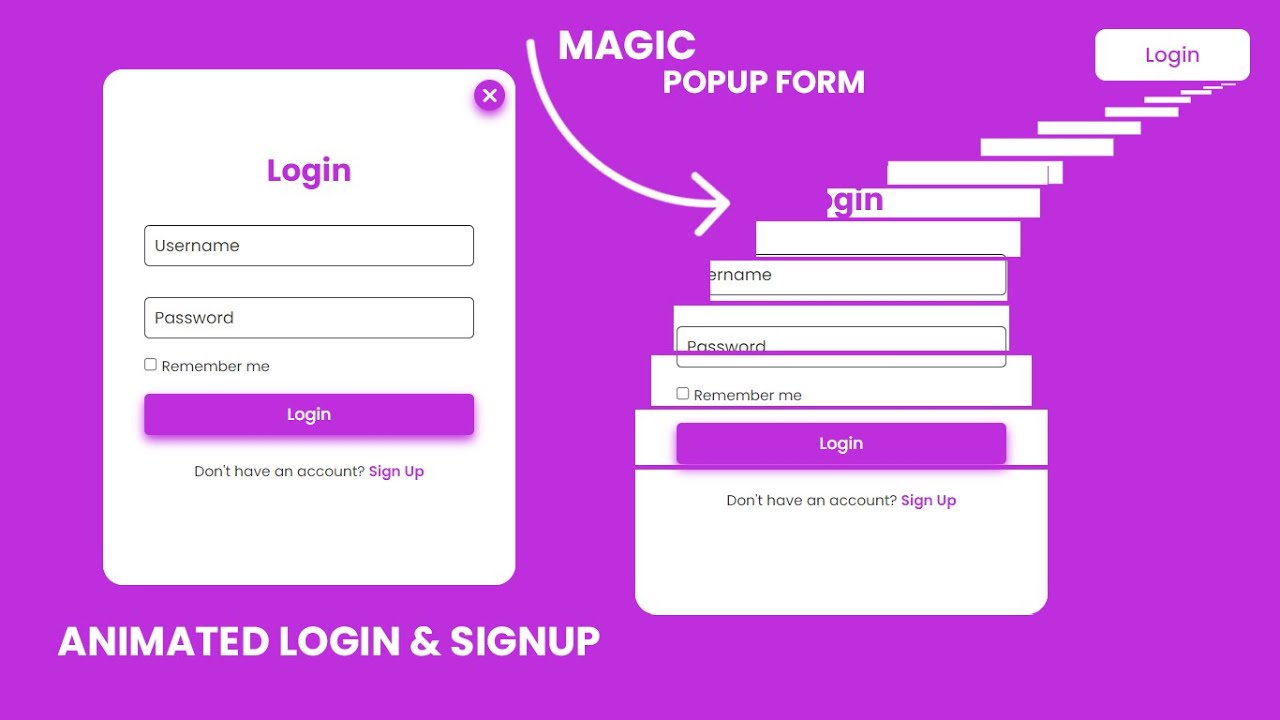Animated Login and Signup Form in HTML CSS & Javascript | Popup Login and Registration Form