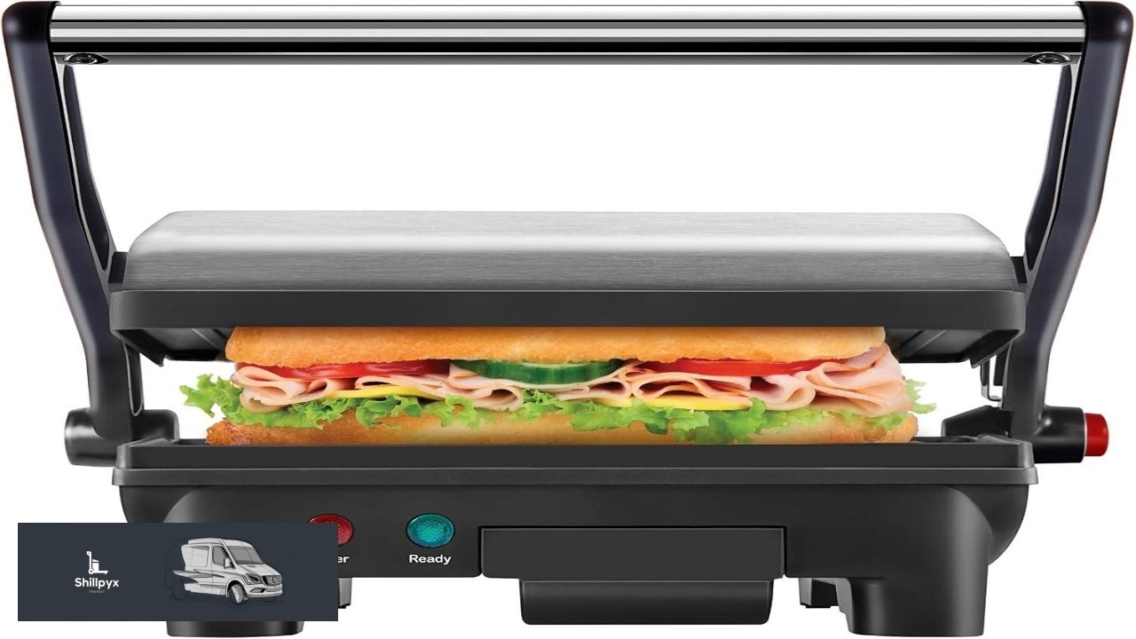 Chefman Electric Panini Press Grill Compact 2 Slice Sandwich Maker Non Stick Coated