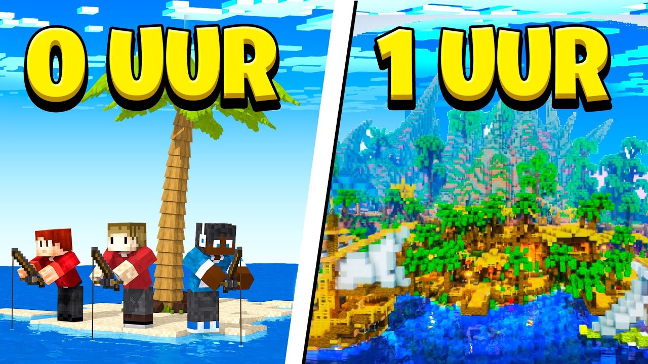 Ik Gaf Mijn Kijkers 1 Uur Om Een Onbewoond Eiland Te Bouwen In Minecraft