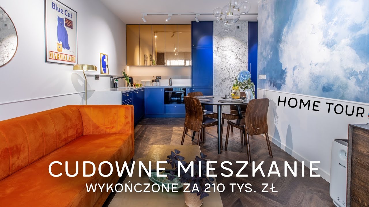 Przepiękne mieszkanie z pomarańczową sofą | HOME TOUR