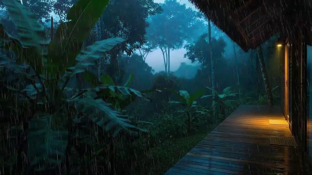 Quick Sleep with Warm Rain and Soft Rumble at Cozy Cabin 🌧️