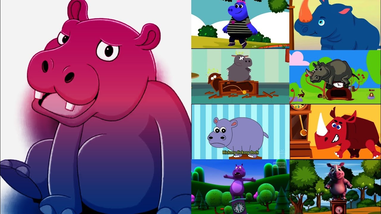 Hickory dickory dock ✨Confused Hippo🦛 vs. Rhino🦏⏰Effects tutorial 🖌️