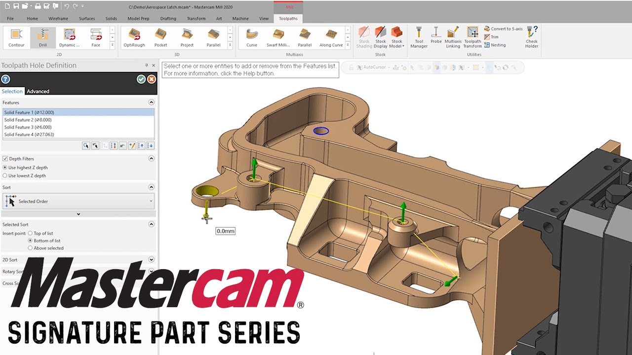 Signature Part- Aerospace Latch Peck Drilling in Backplot