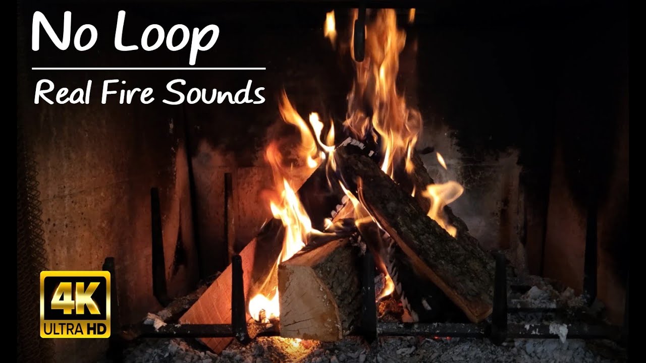 🔥Real Fireplace Burning. Real Time. No Loop [4K UHD] Cracking Fire Sounds for Sleeping or Studying