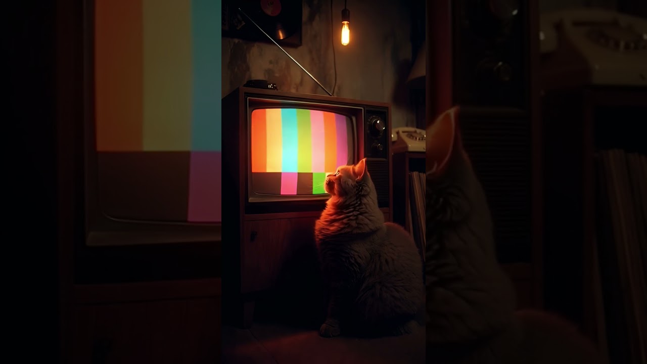 CAT SEE TV SHOW 😀 IN HOUSE   