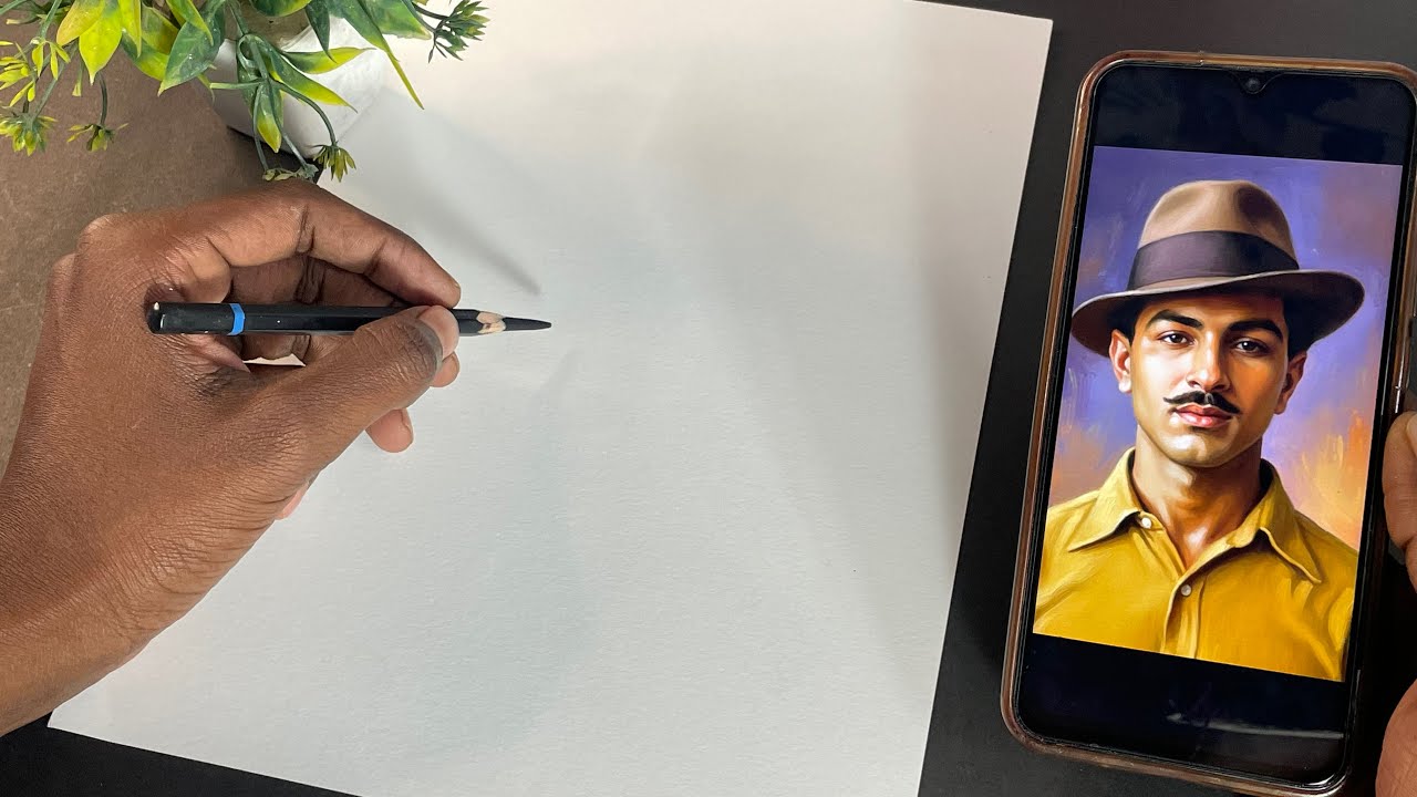 Bhagat Singh Outline Drawing, Republic day special drawing step by step 🇮🇳❤️ 