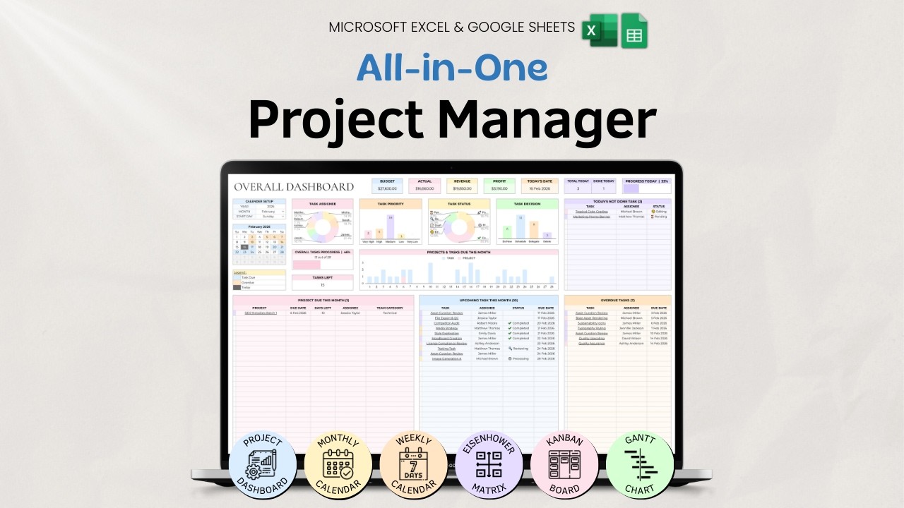 Project Management Spreadsheet for Google Sheets & Excel (Step-by-step Tutorial)