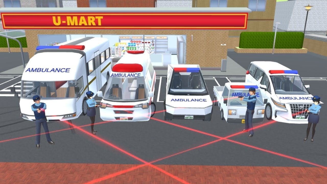 All Ambulance Cars 🚑 Parked at U- Mart🏔️ Sakura School Simulator 