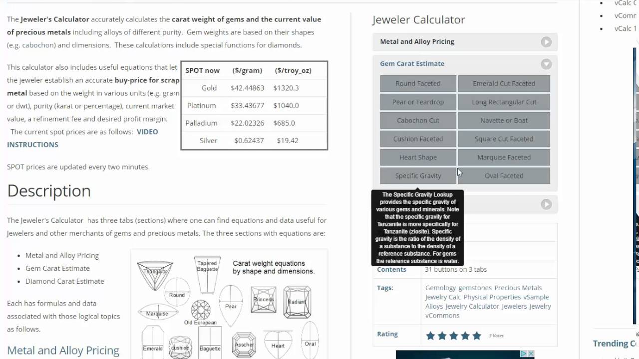 Compute the Carat Weight of a Gem