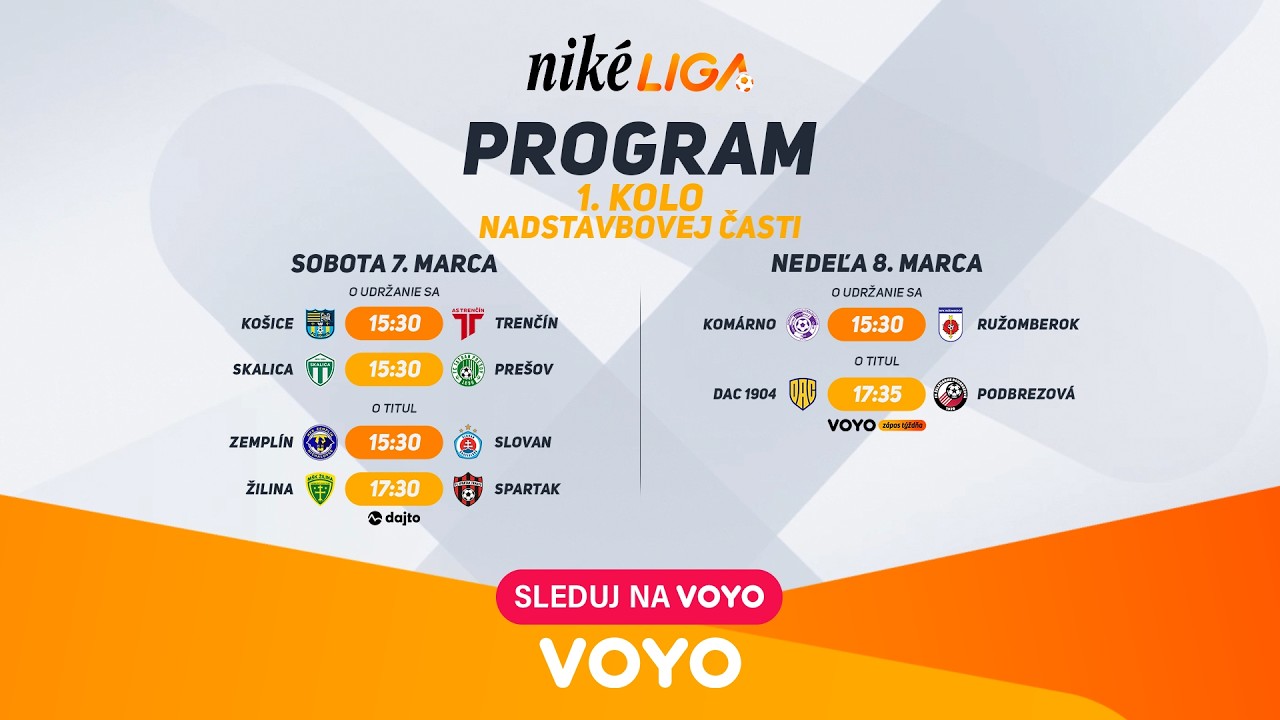 Nik&eacute; liga 25/26 | 1. kolo | Nadstavbov&aacute; časť | naživo v sobotu a v nedeľu jedine na Voyo a Dajto