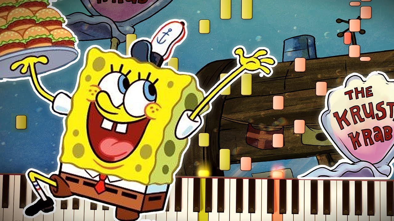 Synthesia: Spongebob - KRUSTY KRAB THEME (Rake Hornpipe) | Piano Tutorial