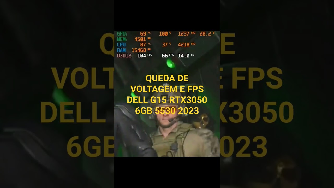 Queda energia TDP 30w Dell G15 RTX3050 6GB 5530 Benchmark Afterburner Queda Fps 