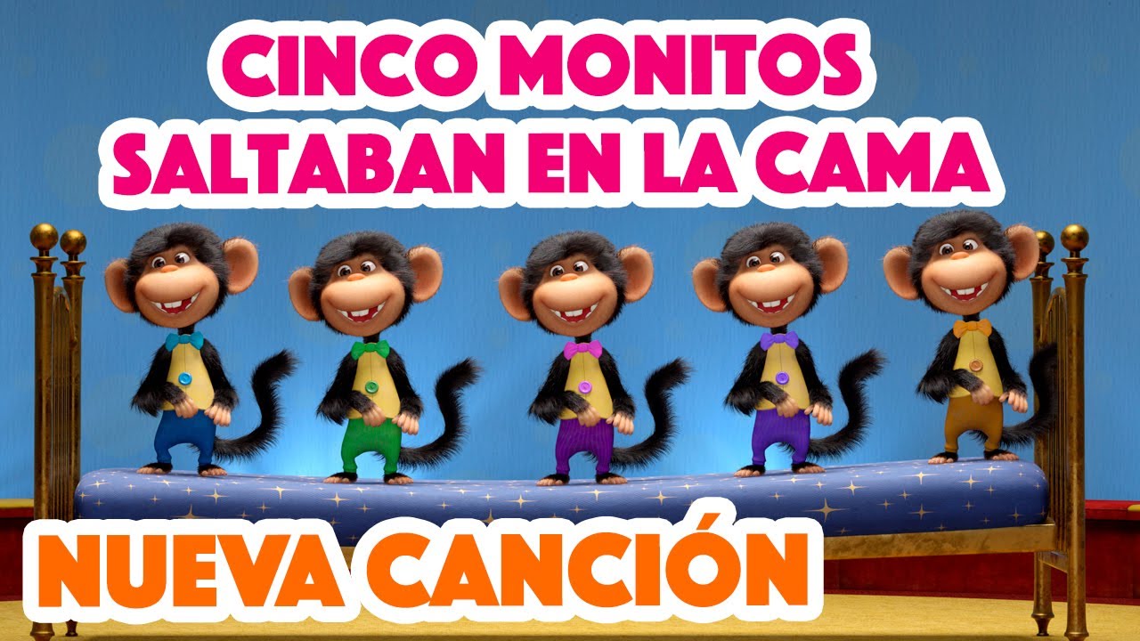 Masha y el Oso Castellano 🐻👧 Cinco monitos saltaban en la cama🐒🐵 Canciones para niños 🎵