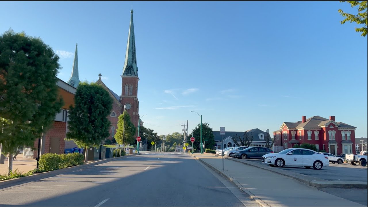 Driving around Clarksville City Downtown, Tennessee. Summer 2023