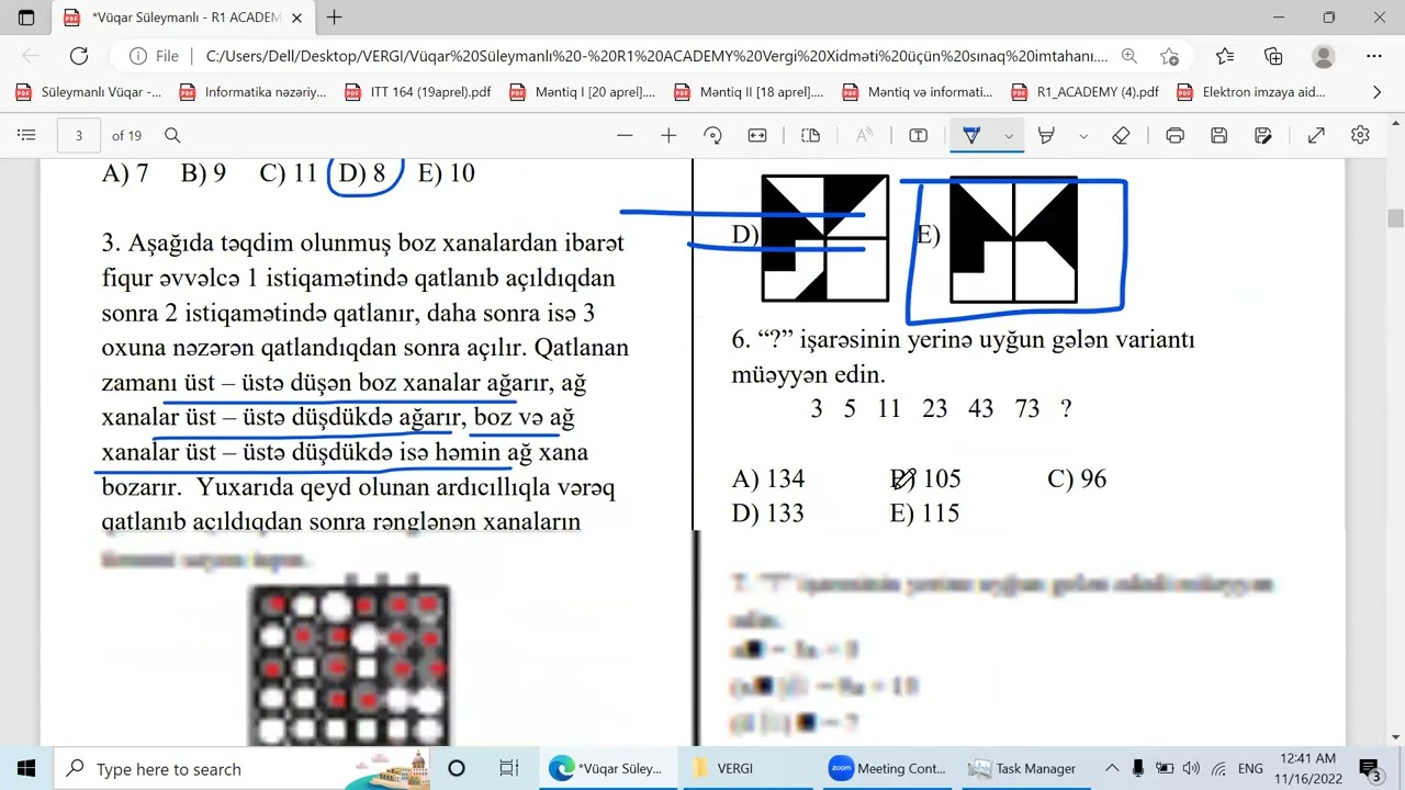 Vergi sınağı/Ənənəvi sualların izahı (1-17)