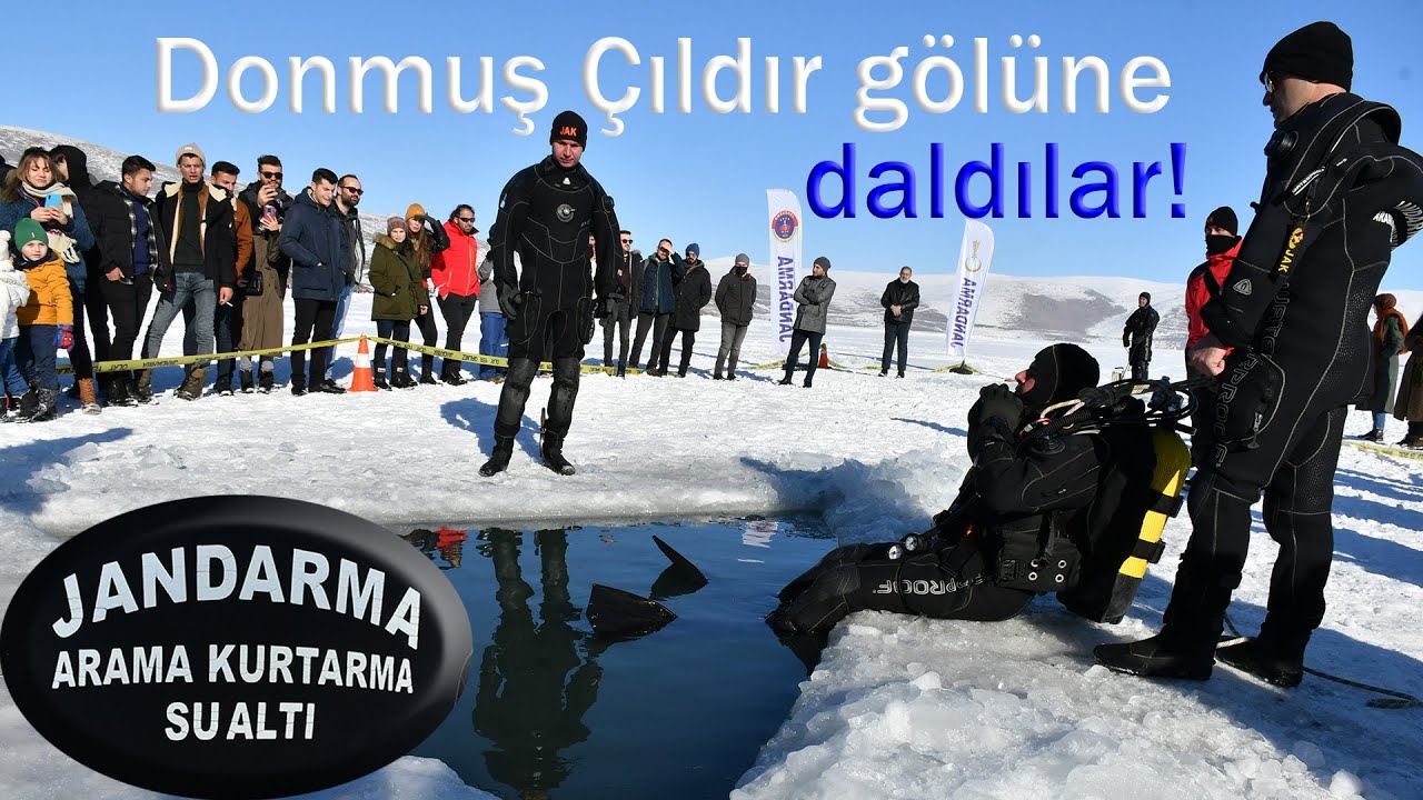 Jandarma Arama Kurtarma Timi (JAK) Donmuş Çıldır Gölüne Daldı.