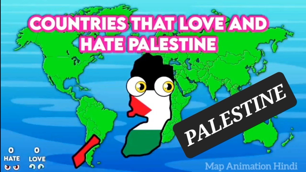 All Countries that love and hate Palestine 🇵🇸 Map Animation Hindi