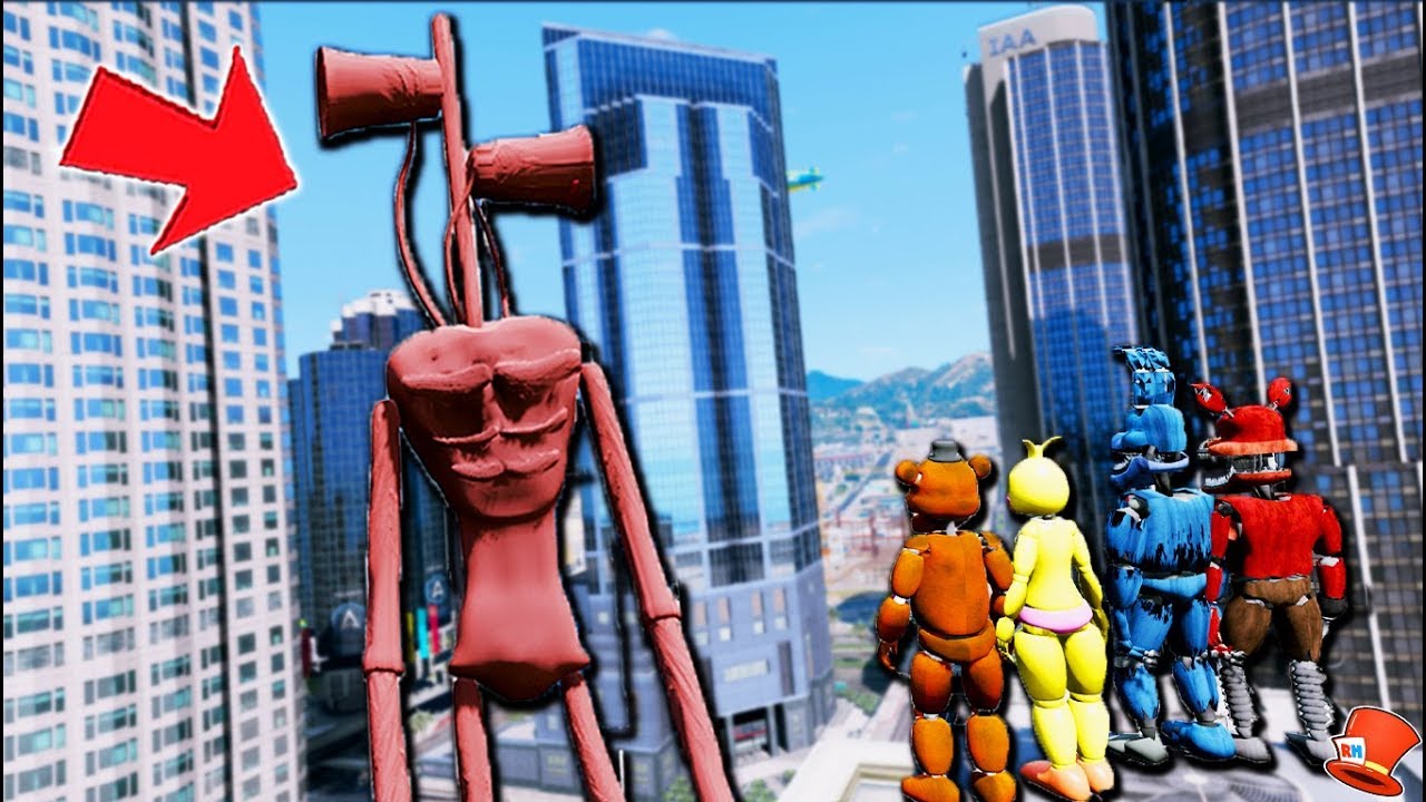 Playing as SIREN HEAD DESTROYING the Animatronics! (GTA 5 Mods FNAF RedHatter)