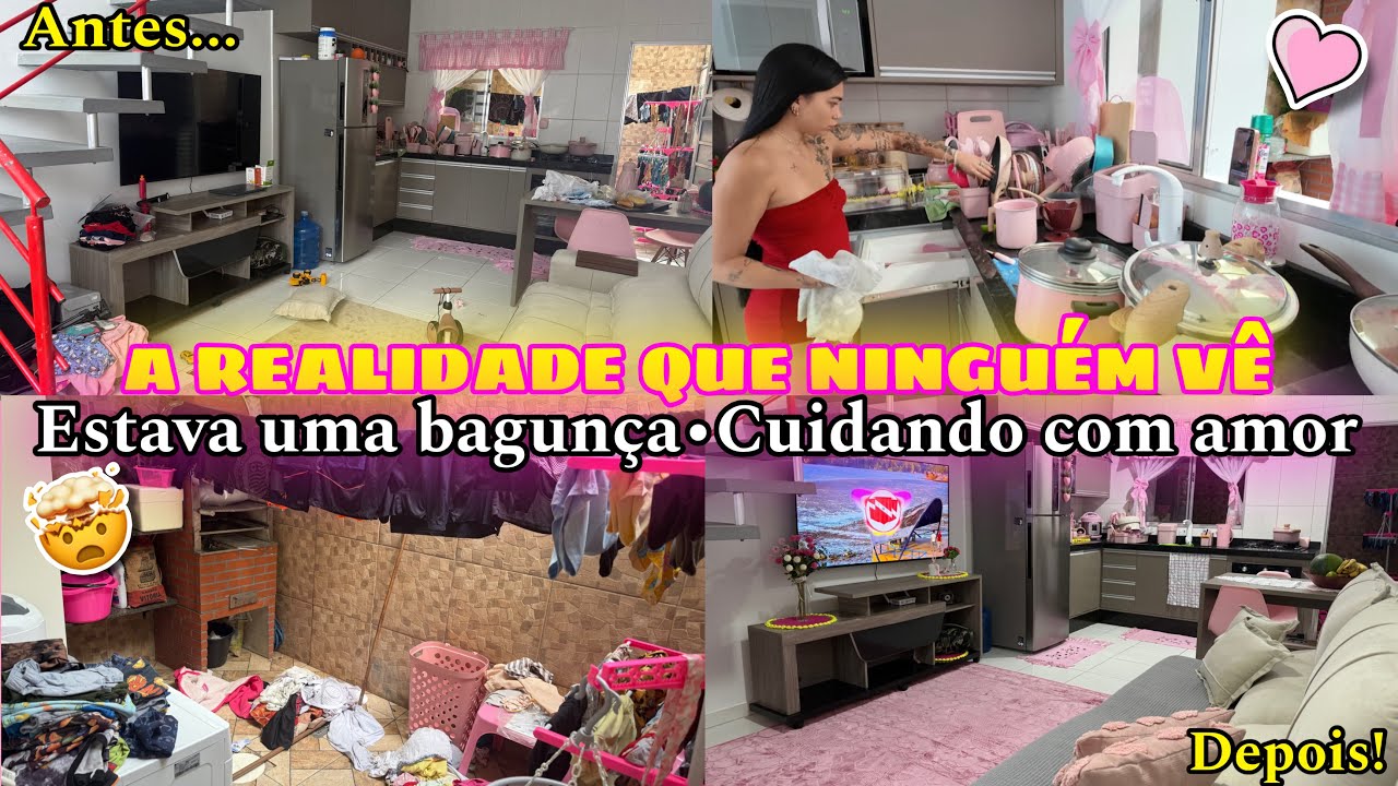 A REALIDADE:ROTINA DE LIMPEZA E ORGANIZAÇÃO NA SALA, COZINHA E LAVANDERIA|| ESTAVA PRECISANDO🏠🌸✨ 