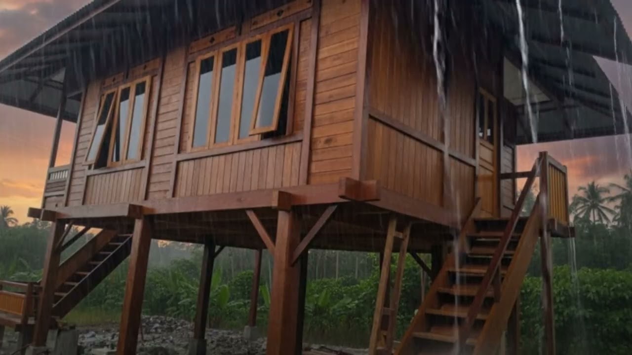 ASMR Rain Sounds for Sleep - Rain and Thunder in Foggy Forest at Night