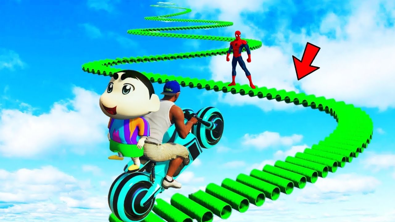 FRANKLIN AND SHINCHAN TRIED IMPOSSIBLE SPIDERMAN MEGA RAMP  CHALLENGE GTA 5 | KILLADI GAMING2.0