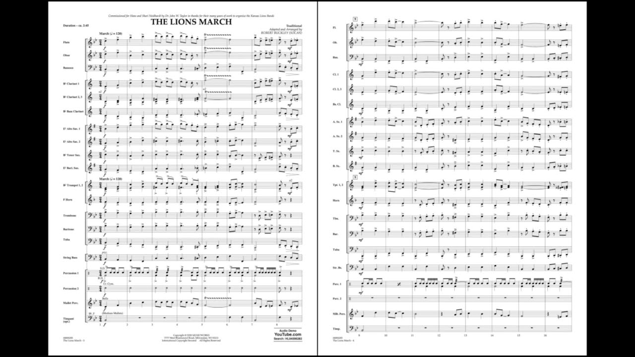 The Lions March adapted and arranged by Robert Buckley