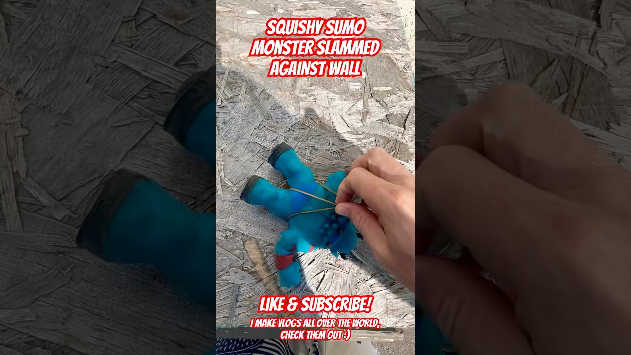 Squishy Sumo Monster SLAMMED Against Wall #funny #comedy #sumo #toys #squishy #monster