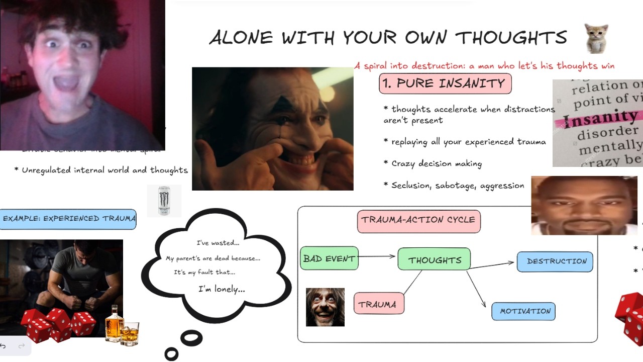 a man left with his own thoughts is terrifying