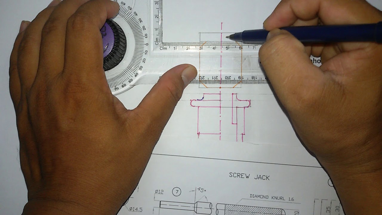 Screw Jack Manual Drafting part3