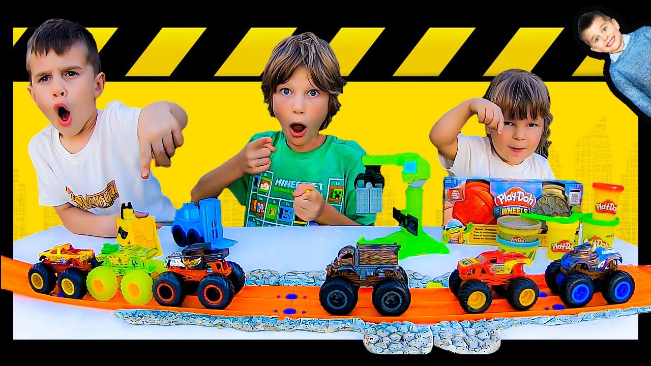 Play-Doh Wheels Construction Trucks Build a Hot Wheels Monster Truck Ramp