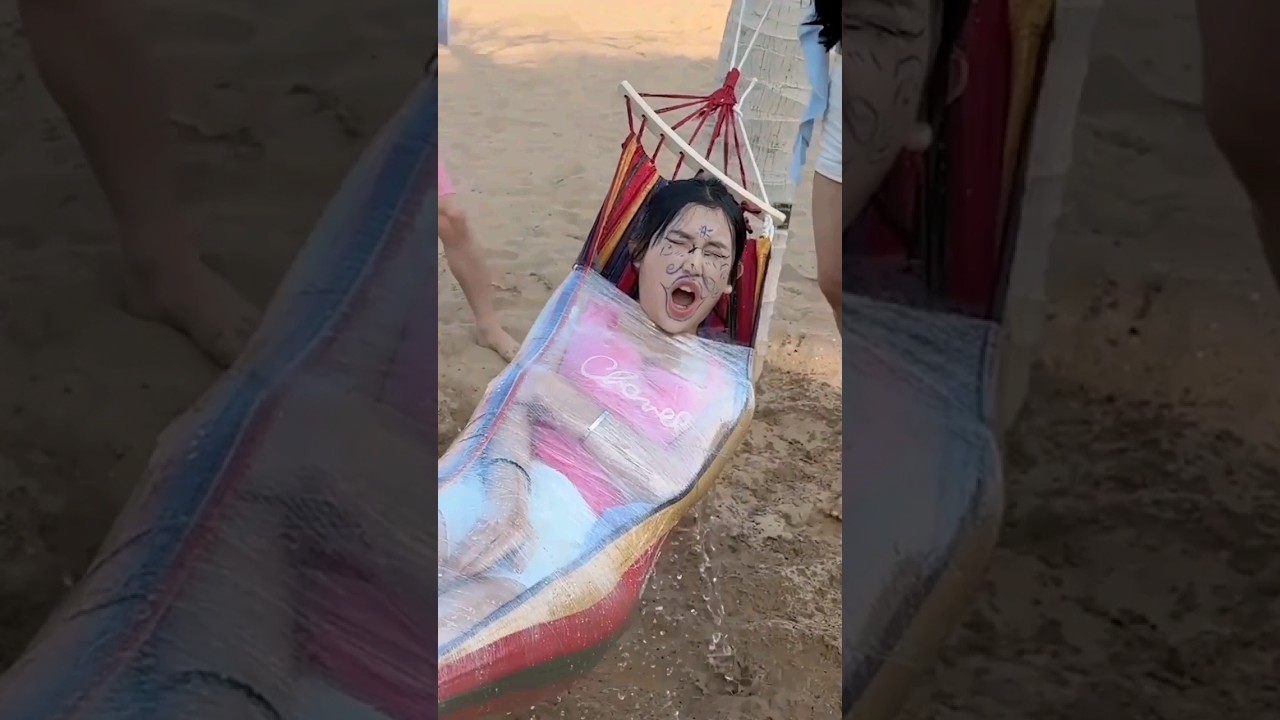 Prank with sleeping girl wake up her with water #engagingshorts #prank #viralshorts #prankvideo