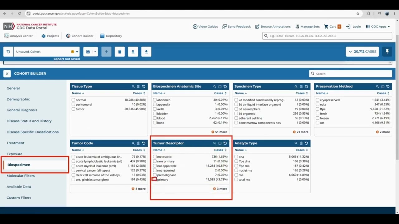 The Cancer Genome Atlas Database (TCGA)