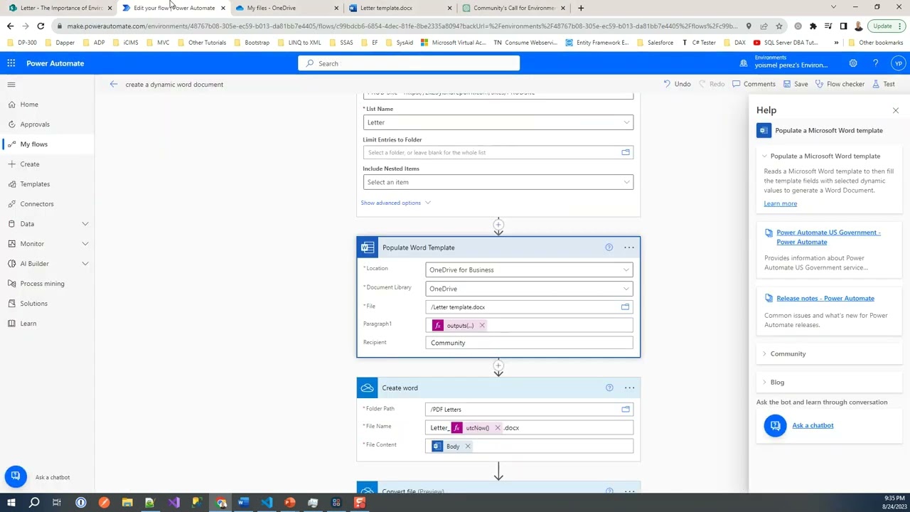 Create dynamic PDF Letters using Power Automate