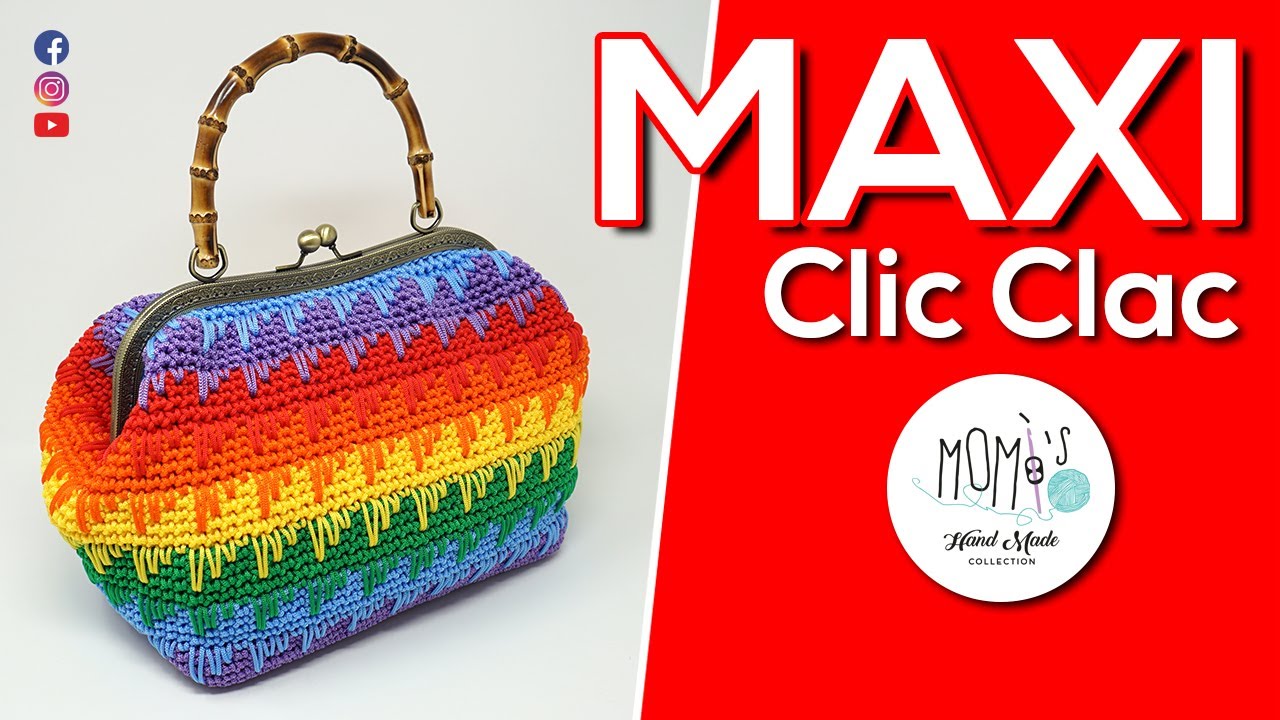 TUTORIAL BORSA FACILE || MAXI CLIC CLAC UNCINETTO || Spike Stitch EASY CROCHET BAG 🌻 Momì's 🌻