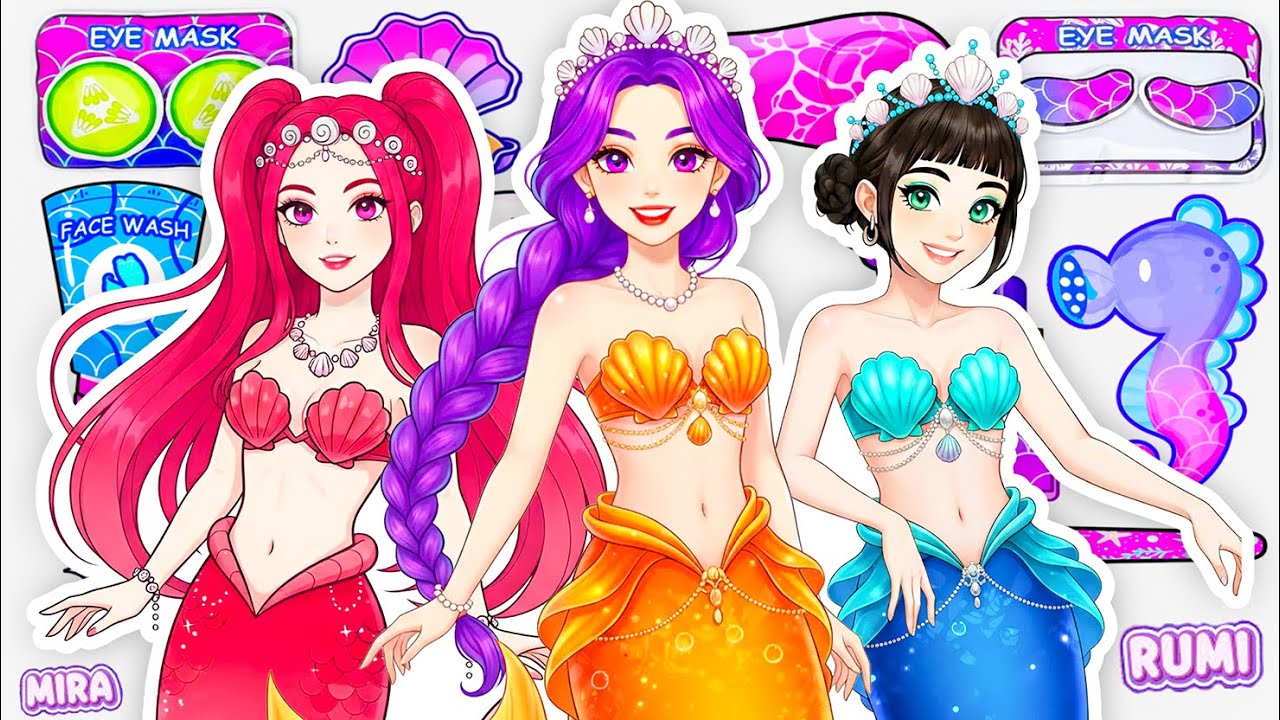 💖Paper DIY💖 KPOP DEMON HUNTERS Rumi Skincare Makeup Transform Mermaid 🧜‍♀️ Blind Bag ASMR #1