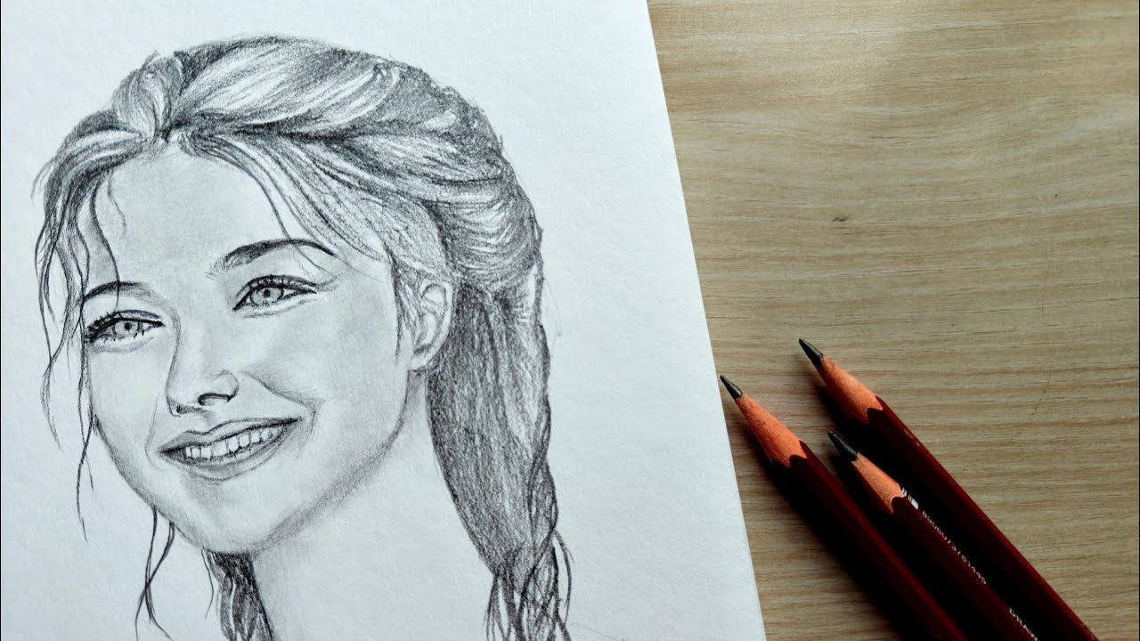How to make face sketch with pencil for beginners// drawing girl portrait with pencil 