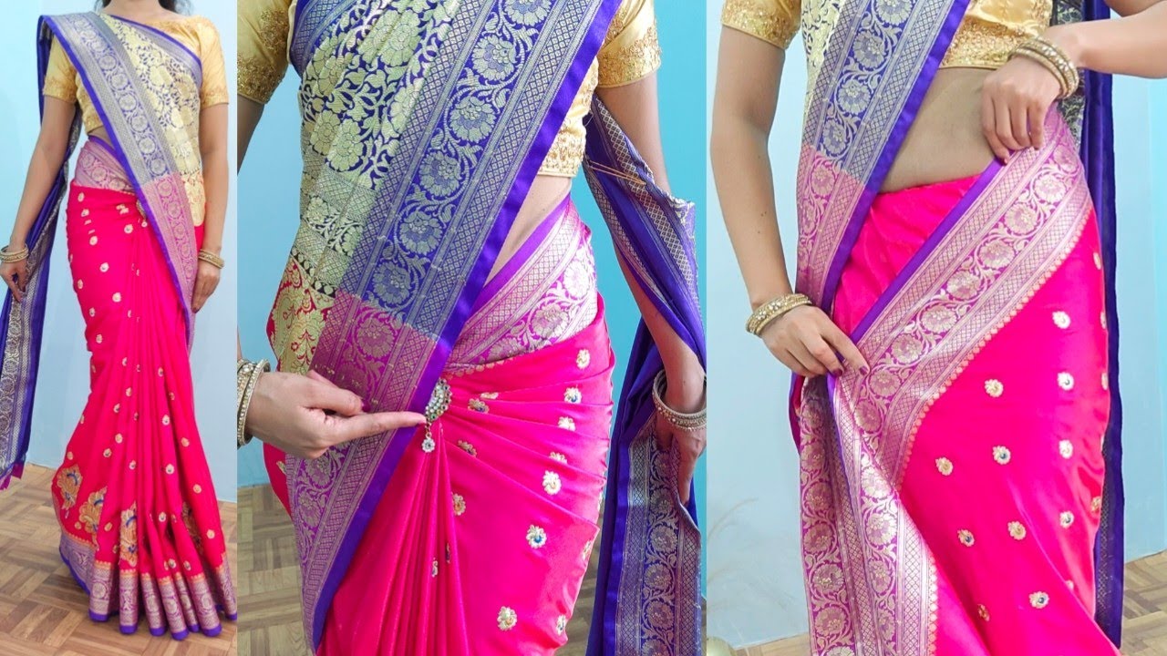 Heavy embroidered Banarashi silk saree draping tricks | how to wear banarahi silk saree perfectly