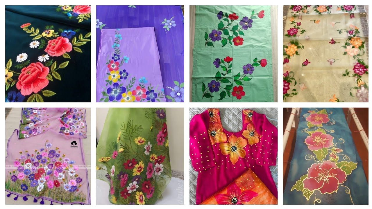Hand Painted Dress Designs 2025/Fabric Painting On Clothes / Hand Paint Fabric Ideas 2025