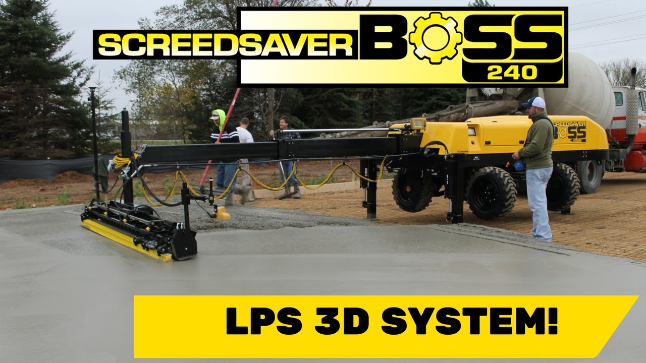 Concrete Paving System: Watch Ligchine's SCREEDSAVER BOSS 240 w/ Topcon LPS - Robotic Total Station
