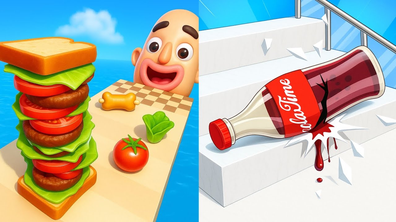🥪⚪🔥 Sandwich Runner x Fragile Roll 3D – Roll Carefully While Collecting Ingredients for  Sandwich! 😱