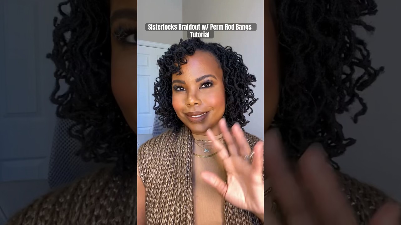 Enjoying this #sisterlocks #braidout with perm rod bangs #tutorial #locstyles