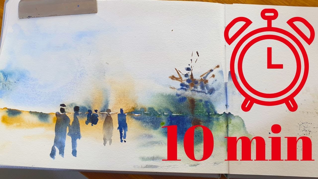 Technique facile pour peindre des personnages sur une aquarelle abstraite moderne simple