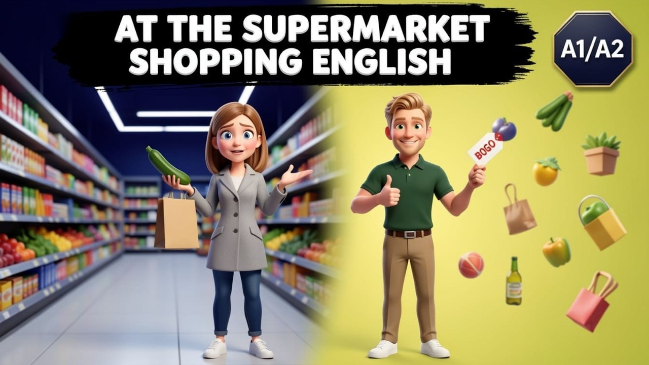 🛒 At the Supermarket | Real English Conversation & Shadowing Practice | British Woman in America