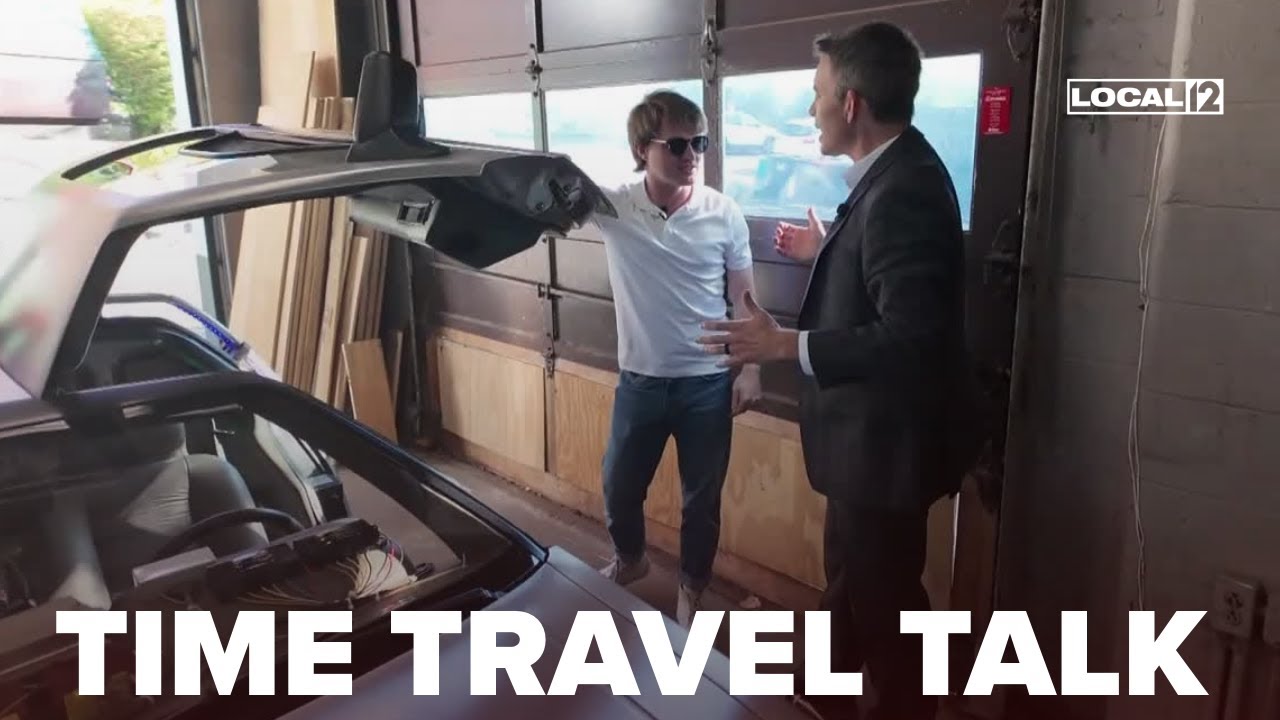 Marty McFly arrives in DeLorean for 'Back to the Future: The Musical' interview