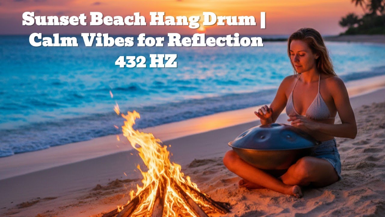 Sunset Beach Hang Drum | Relaxing Ocean Sounds | Calm Vibes for Reflection