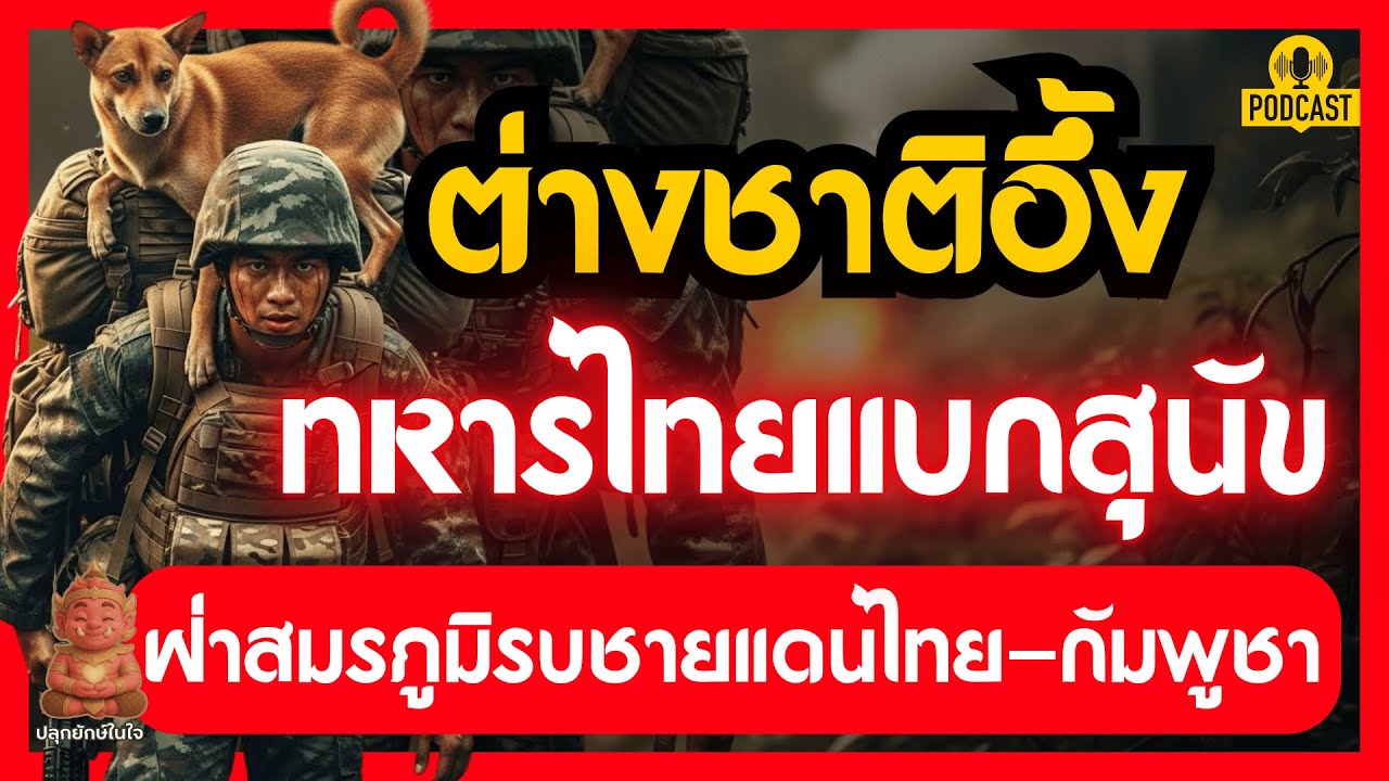 ต่างชาติอึ้ง! ทหารไทยแบกสุนัขฝ่าสมรภูมิรบ ชายแดนไทย-กัมพูชา  | 
