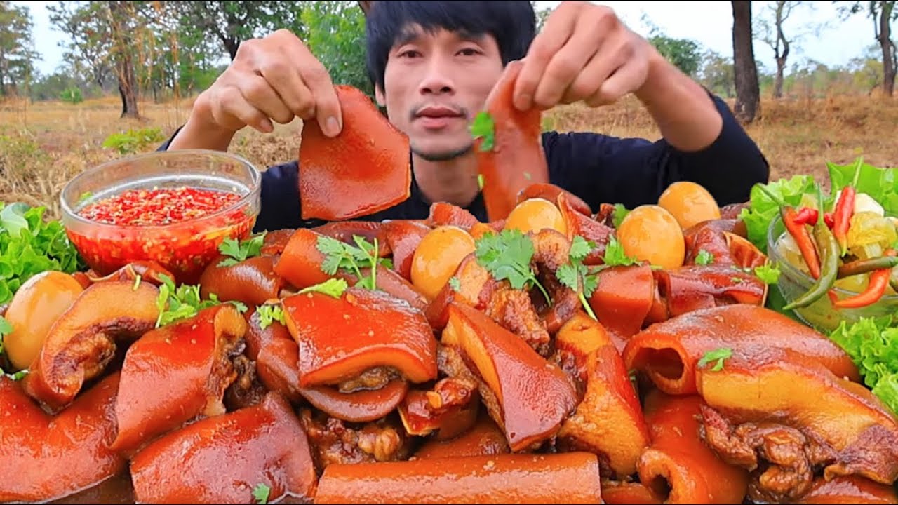 พะโล้หมูตุ๋นจิ้มซีฟู๊ดแกล้มผักสดแซ่บคักอีหลีครับพี่น้องMUKBANG EATING SHOW#โก้อีสานพาแดก