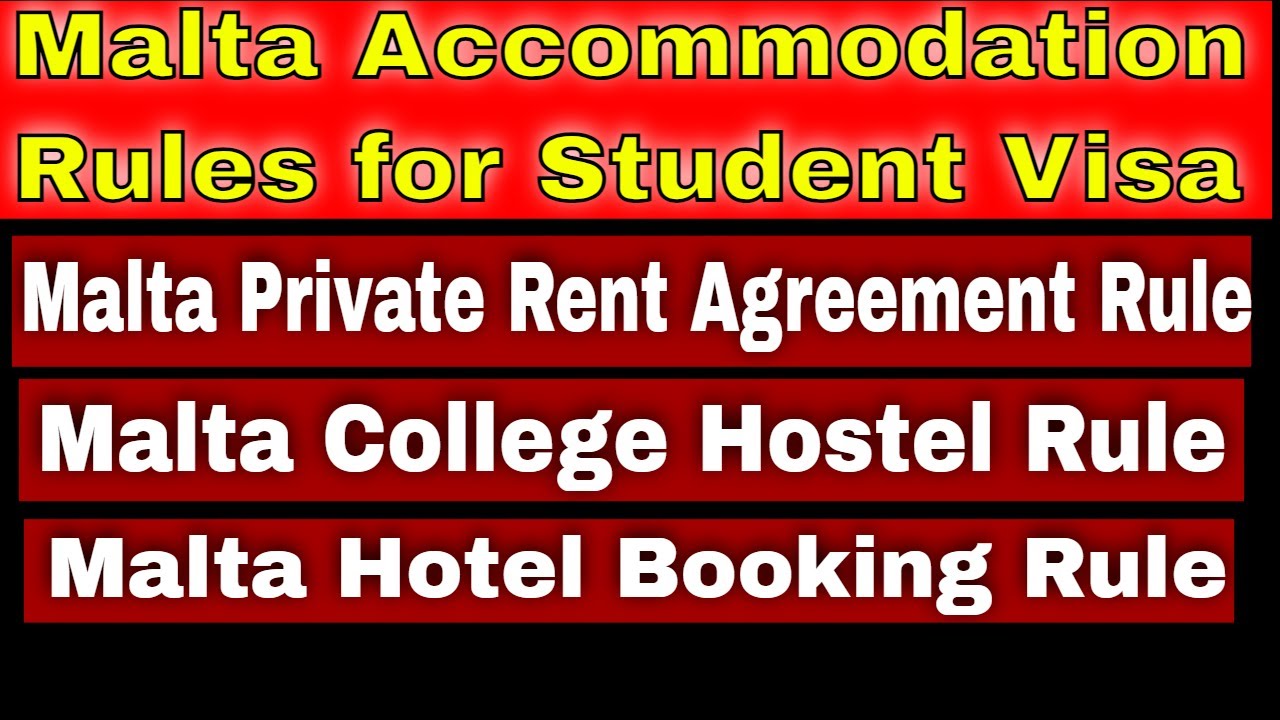 Malta Accommodation Rules for Student Visa | Private Rent Agreement | College Hostel | Hotel Booking